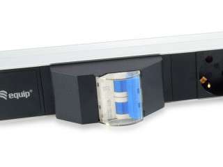 Equip Rack Kiegészítő - 333312 (Hálózati elosztó (PDU), 1U(19"), 6 x Schuko, Max.: 3500W, biztosíték, alumunium, fekete) PC
