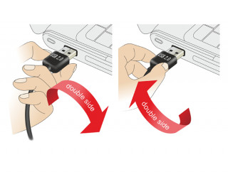 Delock Easy-USB -> USB A M/F adapter fel/le 90°-os fekete PC