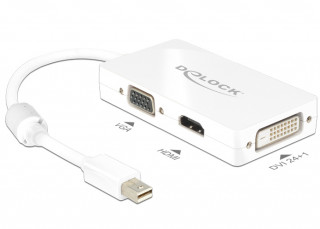 DeLock mini Displayport 1.1 male > VGA / HDMI / DVI-D (Dual Link) female Passive Adapter White PC