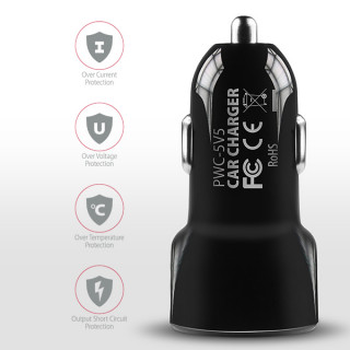 AXAGON PWC-5V5 2.4A + 2.4A Car Charger Black PC