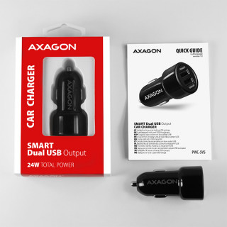 AXAGON PWC-5V5 2.4A + 2.4A Car Charger Black PC