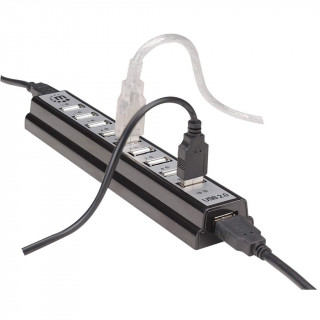 Manhattan USB HUB - 10 db USB2.0 port, asztali,  Bus or AC Power PC