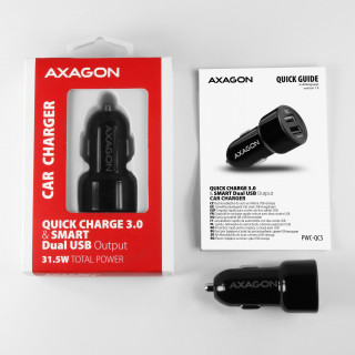 AXAGON PWC-QC5 QC3.0 + 2.4A Car Charger Black PC