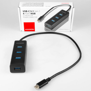 HUB Axagon HUE-S2C 4-port [USB-C 3.1] - Fekete PC