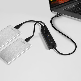 HUB Axagon HUE-S2C 4-port [USB-C 3.1] - Fekete PC