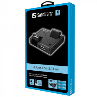 HUB Sandberg 4-port [USB2.0] - Fekete PC