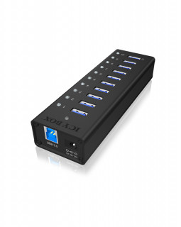 HUB Raidsonic 10-port + USB töltő port 5V, 2.4A [USB3.0, Külső táp] PC