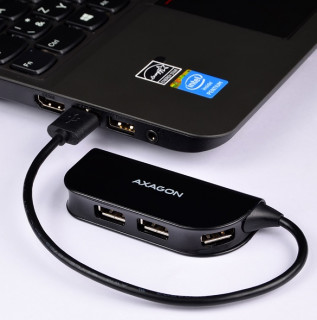 HUB Axagon HUE-X4B 4-port [USB2.0] - Fekete PC