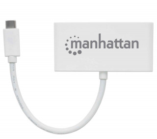 Manhattan USB HUB - Type-C-ről  3db USB 3.0-ra+ 1 db USB Type-C, Power Delivery, Fehér PC