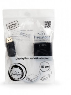 Gembird Displayport -> VGA M/F adapter 0.2m fekete PC