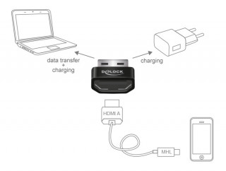 DeLock Adapter HDMI-A female > USB Type-A male Fekete PC