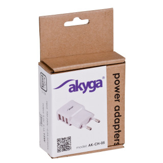 Akyga AK-CH-05 USB Adapter 100-240V/5V/3.1A 3USB PC