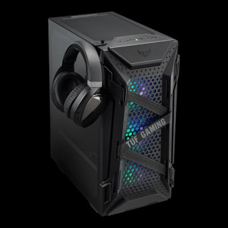 Asus Számítógépház - TUF GAMING GT301 (fekete, ablakos, fekete belső, 3x 12cm Aura RGB, 1x12cm, E-ATX, 2x USB3.0) PC