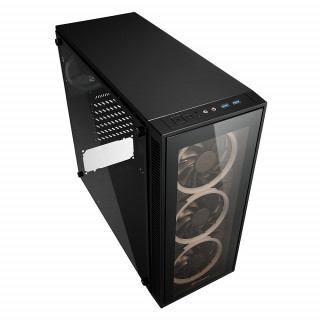 Sharkoon Számítógépház -  TG4 RGB (fekete; üveg oldal; alsó táp; ATX; 4x120mm RGB Ventillátor; 2xUSB3.0; I/O) PC