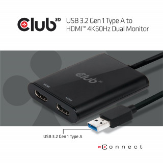 CLUB3D SenseVision USB A - HDMI 2.0 Dual Monitor PC