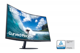 Samsung 27" C27T550FDU LED HDMI Display port ívelt kijelzős kékes sötétszürke monitor PC