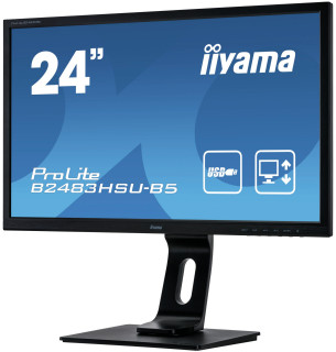 iiyama ProLite B2483HSU-B5 számítógép monitor 61 cm (24") 1920 x 1080 pixelek Full HD LED Fekete PC