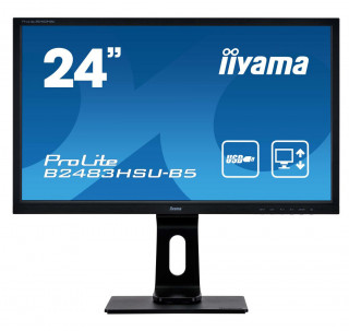 iiyama ProLite B2483HSU-B5 számítógép monitor 61 cm (24") 1920 x 1080 pixelek Full HD LED Fekete PC