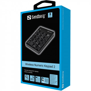 Sandberg Vezeték Nélküli numerikus billentyűzet (fekete) PC