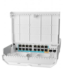 MikroTik netPower 15FR 16xFE LAN 2x SFP port kültéri switch PC