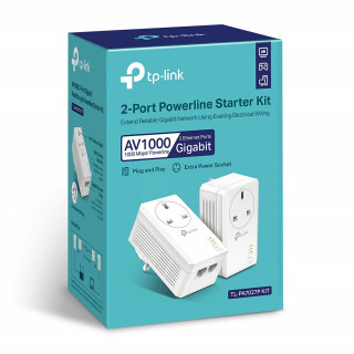 TP-LINK TL-PA7027P-KIT AV1000 2-Port Gigabit Pass-through Powerline Starter Kit PC