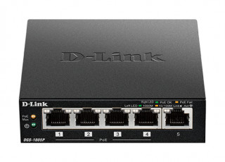 D-Link 5-Port 10/100/1000Mbps Gigabit PoE+ Switch, 60W power budget PC