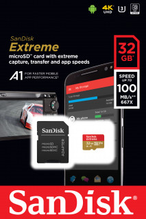 Sandisk 32GB SD micro ( SDHC Class 10) Extreme UHS-I V30 memória kártya adapterrel PC