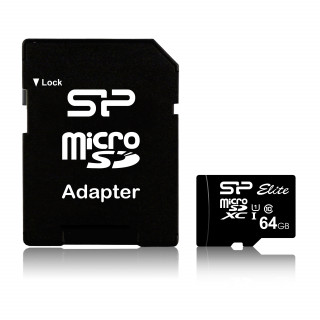 Silicon Power microSDXC Elite 64GB (Class10, UHS-I) SD adapterrel PC