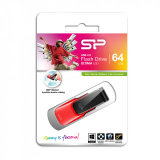 Silicon Power Ultima U31 USB flash meghajtó 64 GB USB A típus 2.0 Fekete, Vörös PC