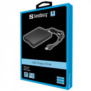 Sandberg FDD Külső - USB Floppy Mini olvasó (Retail; USB; USB tápellátás; 3,5" 1.44 lemezhez; fekete) PC