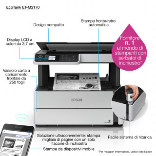 PRNT Epson EcoTank M2170 wireless tintasugaras nyomtató/másoló/síkágyas scanner PC