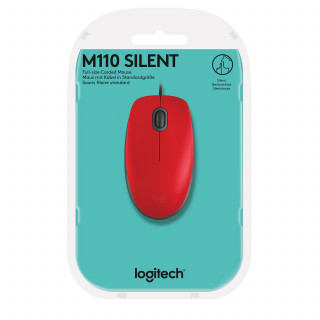 Logitech M110 Silent - Piros PC