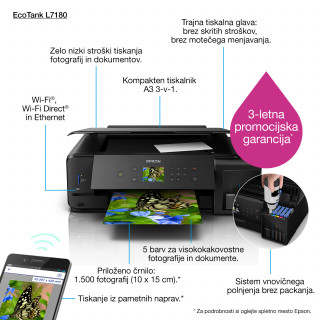 PRNT Epson EcoTank L7180 wireless tintasugaras nyomtató/másoló/síkágyas scanner PC