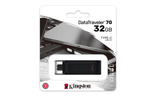 Kingston Technology DataTraveler 70 USB flash meghajtó 32 GB USB C-típus 3.2 Gen 1 (3.1 Gen 1) Fekete PC