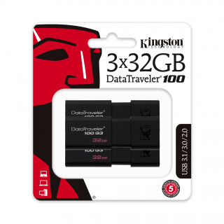 Kingston Technology DataTraveler 100 G3 USB flash meghajtó 32 GB USB A típus 3.2 Gen 1 (3.1 Gen 1) Fekete PC