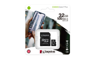 Kingston 32GB microSDHC Canvas Select Plus 100R A1 C10 Card + adapterrel PC