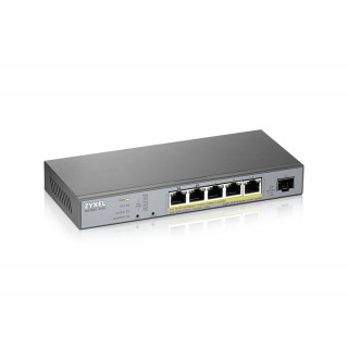 ZyXEL GS1350-6HP 5x GbE LAN PoE (60W) 1x GbE SFP smart menedzselhető CCTV PoE switch PC