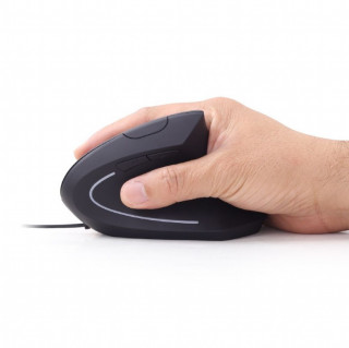 Gembird Ergonomic 6-button optical mouse MUS-ERGO-01, 3200 DPI, USB, Black PC