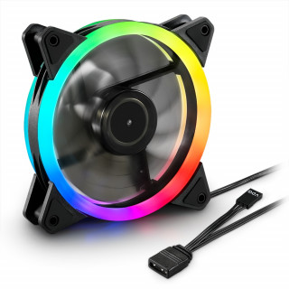 Sharkoon Cooler 12cm - SHARK Blades RGB (18.2dB; 94.8 m3/h; 1200rpm; 20x RGB Led; 3pin + 4pin csatlakozó; ház PC