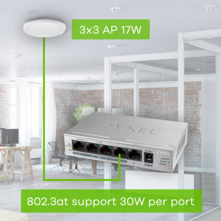 ZyXEL GS1005-HP 5port Gigabit LAN nem menedzselhető PoE+ Switch PC