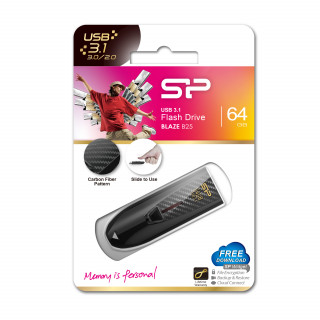 Silicon Power Blaze B25 USB flash meghajtó 64 GB USB A típus 3.2 Gen 1 (3.1 Gen 1) Fekete PC