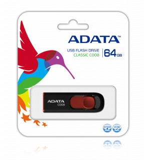 Adata C008 64GB (USB2.0) - Fekete/Piros PC