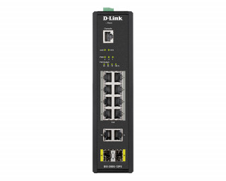 D-Link Ipari Switch 12 Port - 8x1000Mbs PoE + 2x1000Mbs + 2xSFP + 1xRJ45 Console Port - DIS-200G-12PS PC