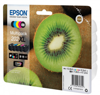 Epson Kiwi 202XL tintapatron 1 dB Eredeti Nagy (XL) kapacitású Fekete, Fotó fekete, Cián, Magenta, Sárga PC