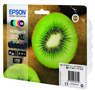 Epson Kiwi 202XL tintapatron 1 dB Eredeti Nagy (XL) kapacitású Fekete, Fotó fekete, Cián, Magenta, Sárga PC