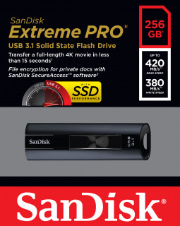 Sandisk Cruzer Extreme PRO 3.1, 256GB, 420MB/s (SSD) PC