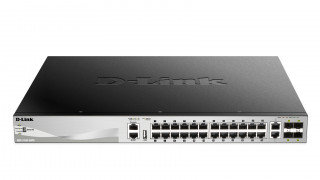 D-Link xStack 24X1000BASE-T, 2X10GBASE-T, 4XSFP+ Layer 3 Stackable  PoE (370W) PC