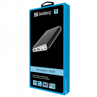 Sandberg Akkubank - PowerBank 10000mAh (1A + 2,1A USB kimenet; fekete) Mobil