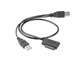 Gembird USB A -> SATA Slimline 13pin M/F adatkábel 0.5m fekete PC