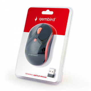 Gembird Wireless optikai egér MUSW-4B-03-R, 1600 DPI, nano USB, fekete-piros PC